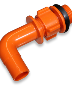 Outlet angled with swivel nut orange for ball tank